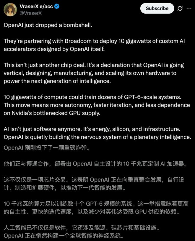 I界「M1时刻」九个月杀到！联手博通三年10GWCQ9电子平台入口OpenAI官宣自研首颗芯片A(图3)